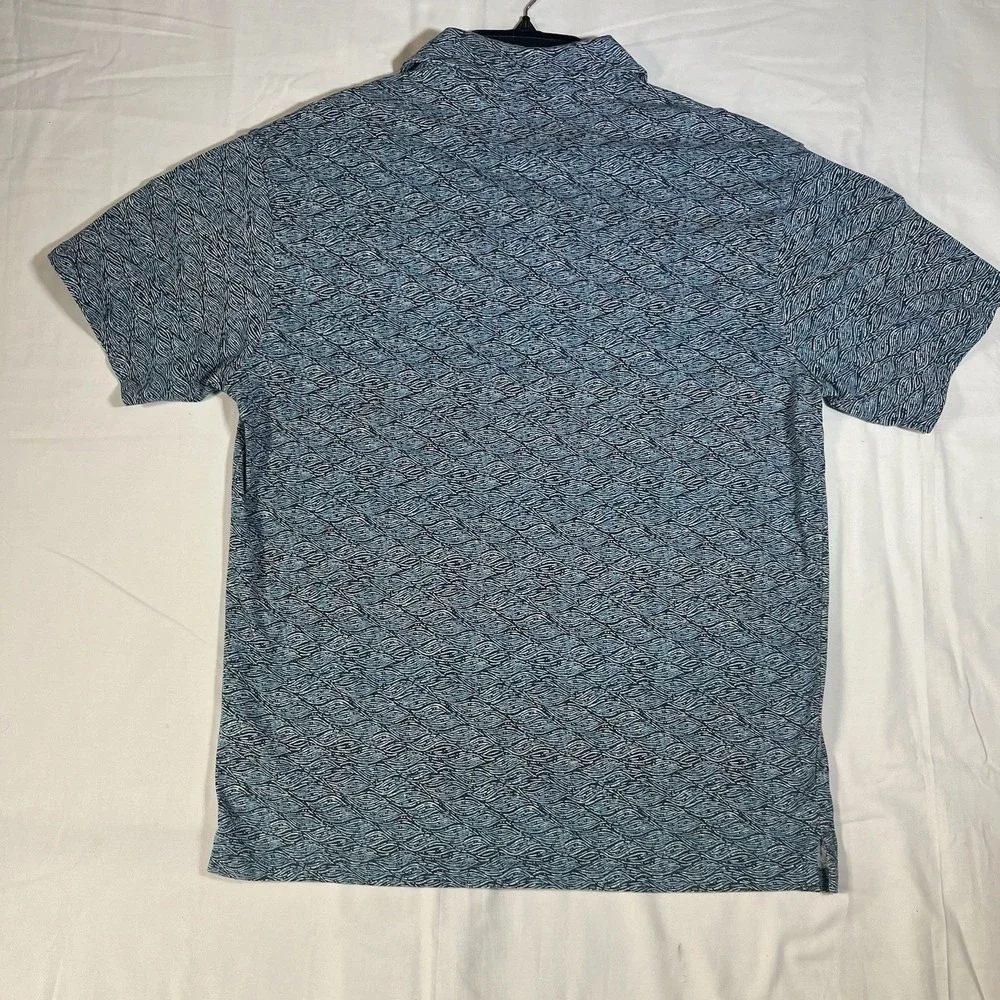 Fish Hippie Co. Mens L Polo Golf Stretch Performance Glen Blue Pocket Casual - Picture 7 of 7